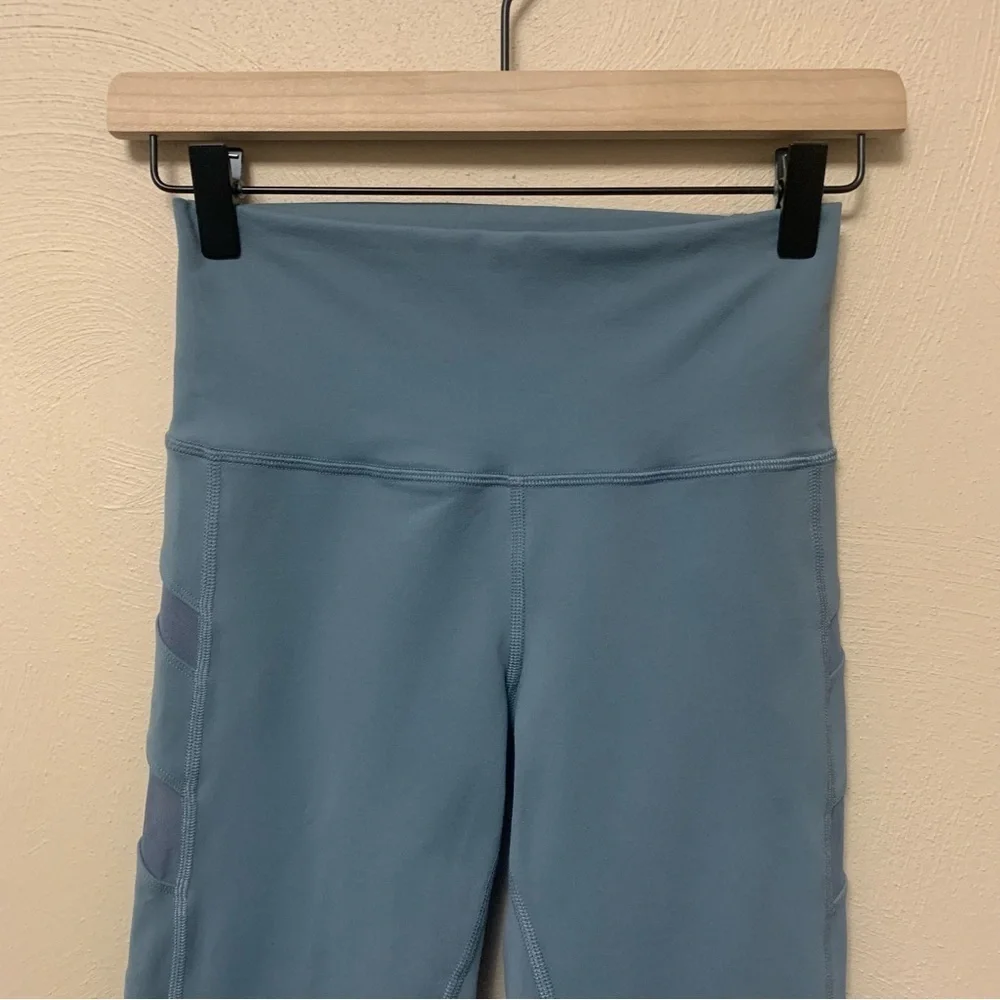 Alo Block High Waist Mesh Inset Leggings Blue Gray Size Small